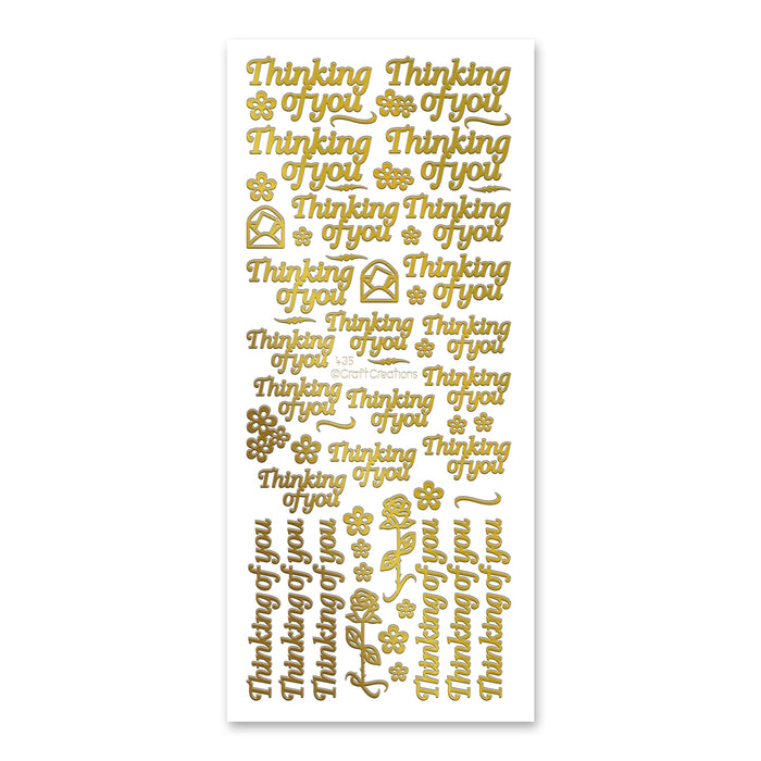 Thinking of you  Gold Self Adhesive Peel Off Stickers