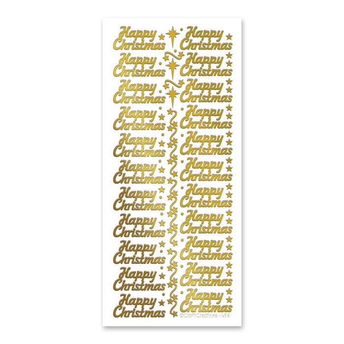 Happy Christmas  Gold Self Adhesive Stickers
