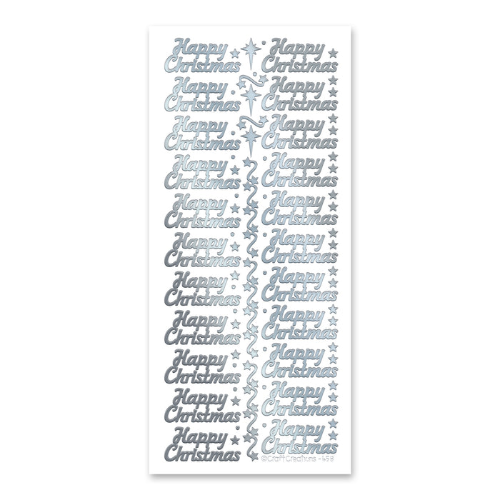Christmas Variety Silver Self Adhesive Stickers, Pack of 15