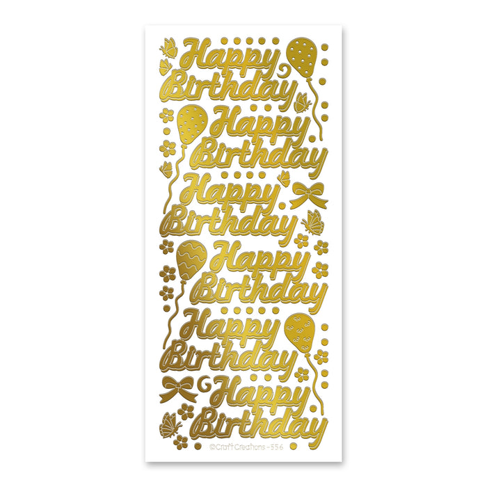 Happy Birthday (extra Large)  Gold Self Adhesive Stickers