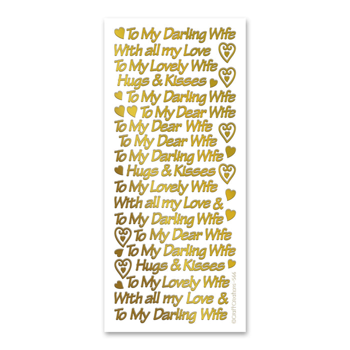 Darling Wife Gold Self Adhesive Stickers