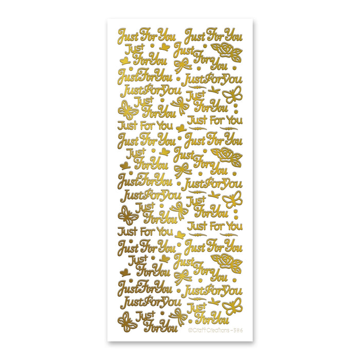 Just For You Gold Self Adhesive Stickers