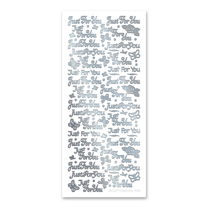 Just For You Silver Self Adhesive Stickers