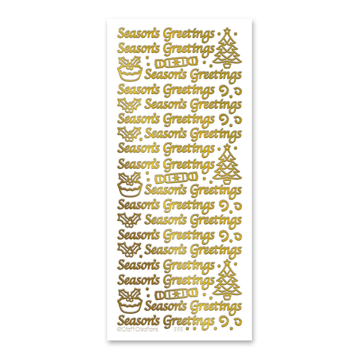 Seasons Greetings  Gold Self Adhesive Stickers