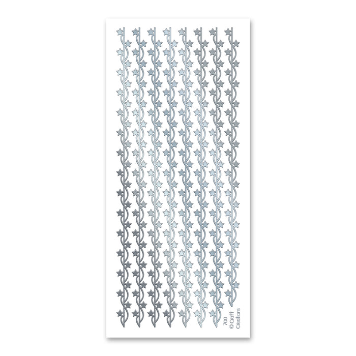Star Borders Small Silver Self Adhesive Stickers