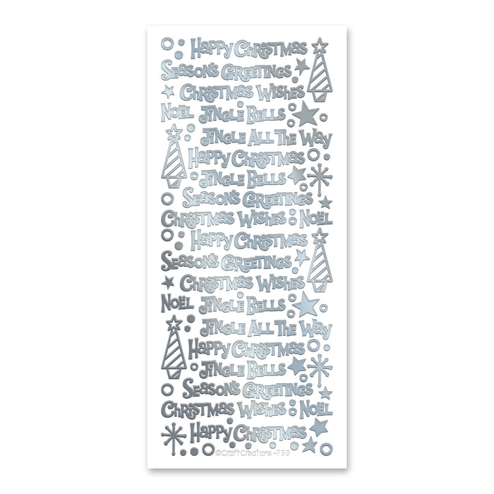 Christmas Mix Words  Silver Self Adhesive Stickers
