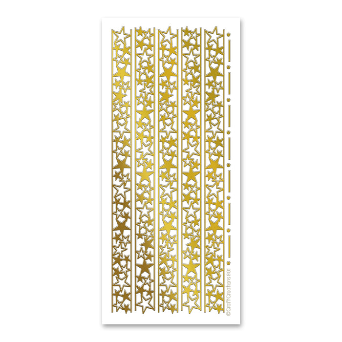 Wide Star Borders Gold Self Adhesive Peel Off Stickers