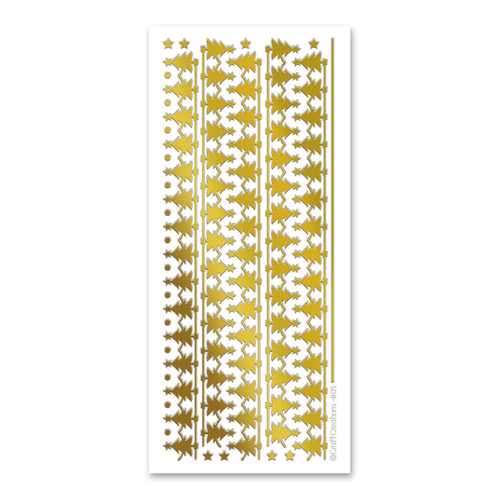 Wide Christmas Tree Borders Gold Self Adhesive Stickers