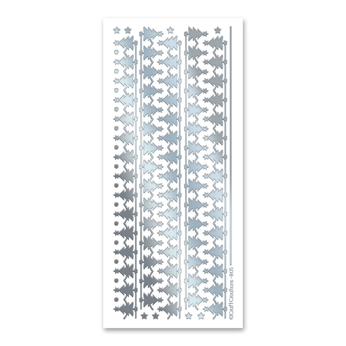 Wide Christmas Tree Borders Silver Self Adhesive Stickers