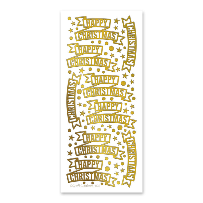 Christmas Banners  Gold Self Adhesive Stickers