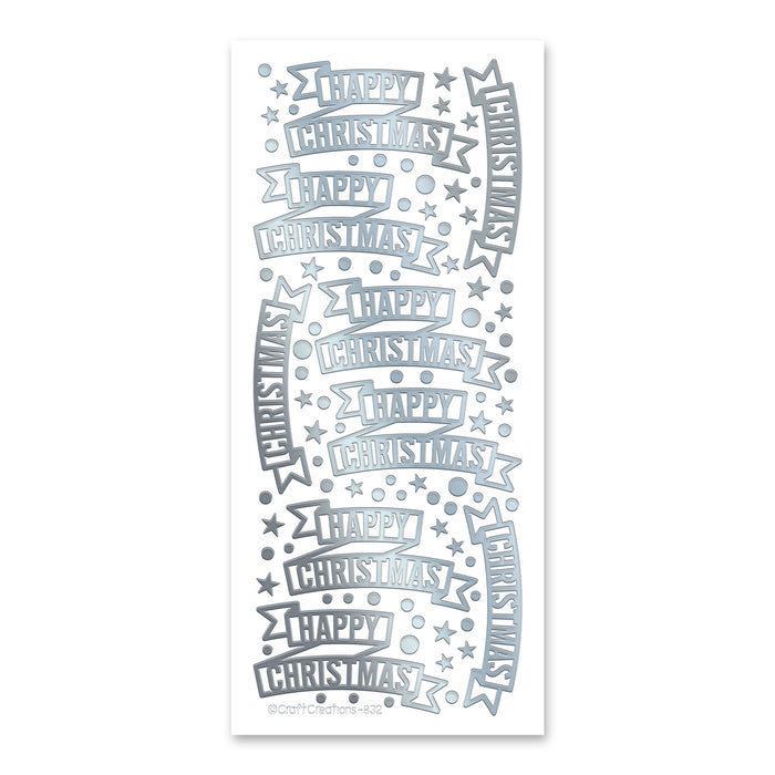 Christmas Banners  Silver Self Adhesive Stickers