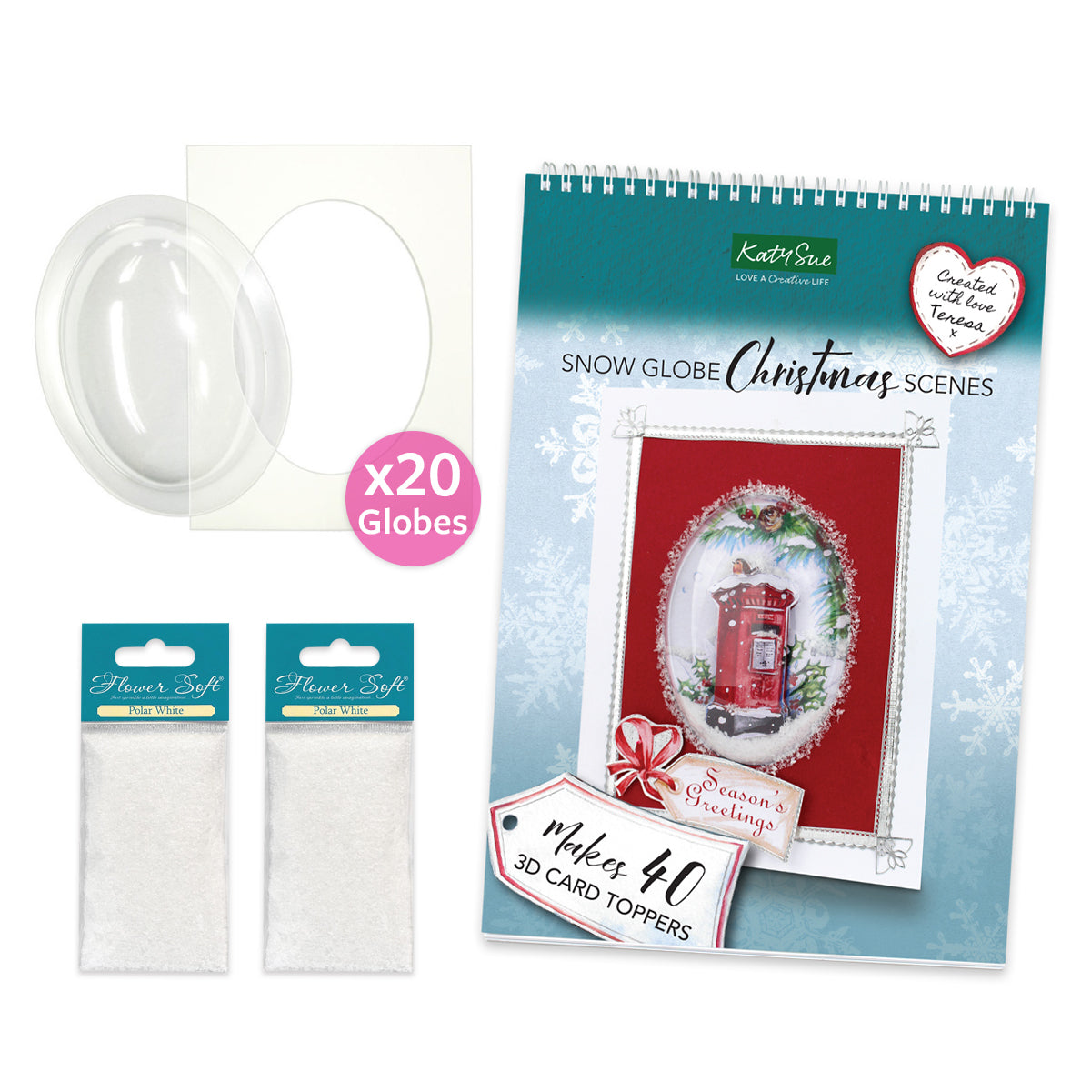 Snow Globe Christmas Scenes Kit: Flower Soft, Globes & Paper Craft Pad (Not Die Cut)