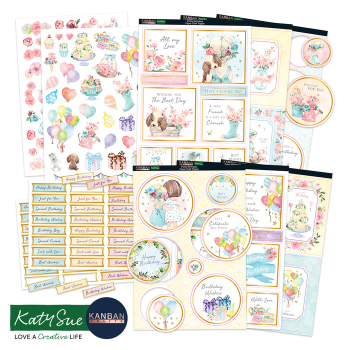 Kanban Crafts Pretty Birthdays Card Toppers Collection, 10 sheets