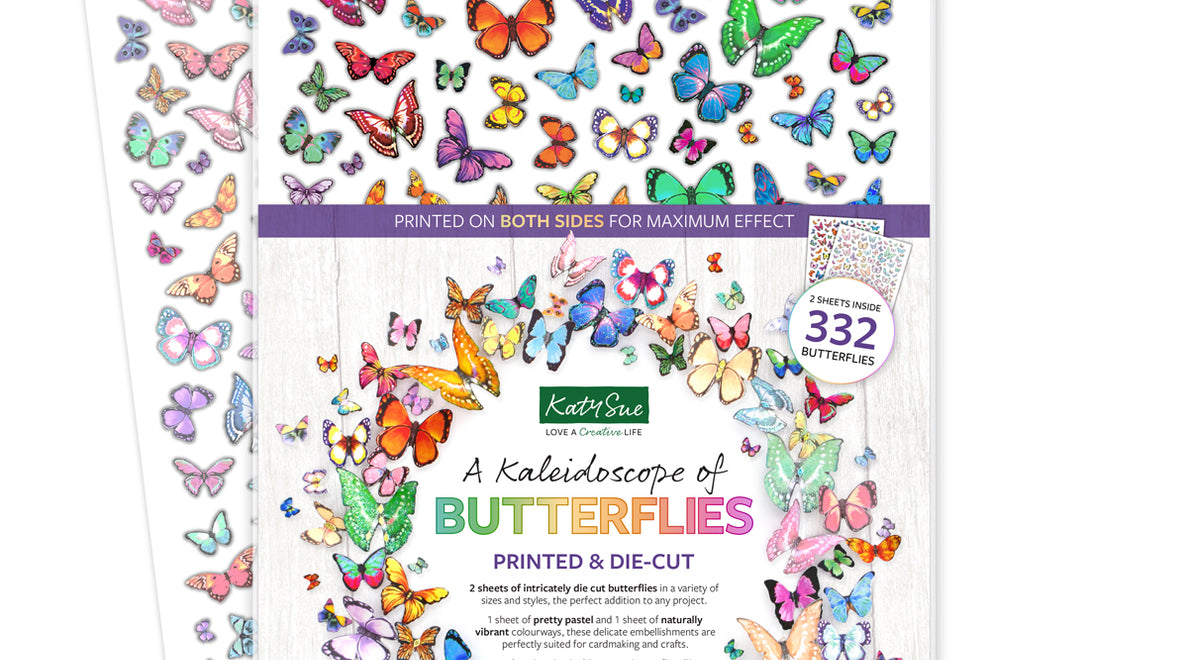 A Kaleidoscope of Die Cut Butterflies, 2 sheets — Katy Sue Designs