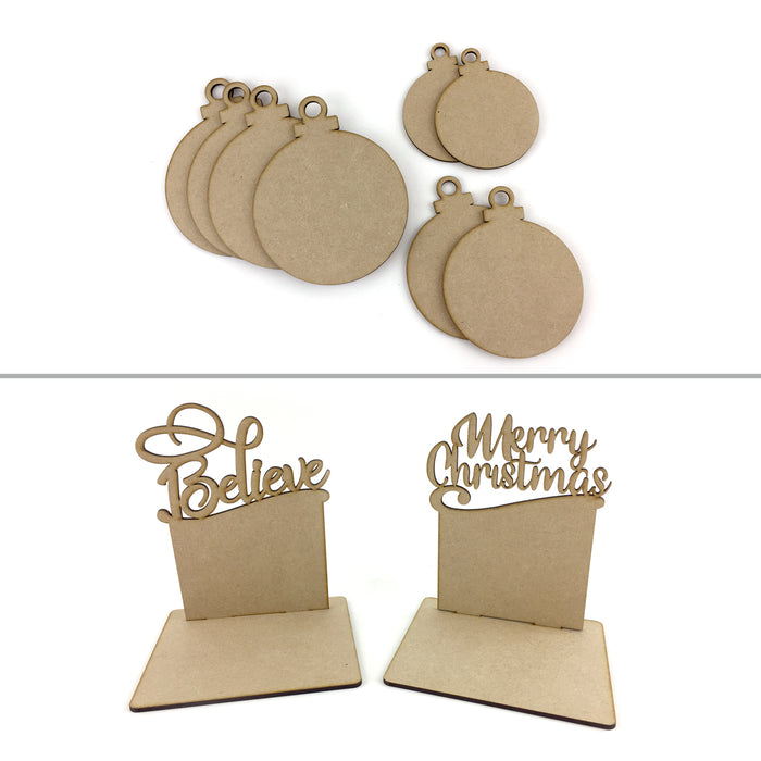 MDF Christmas Diorama Stands & Bauble Blanks