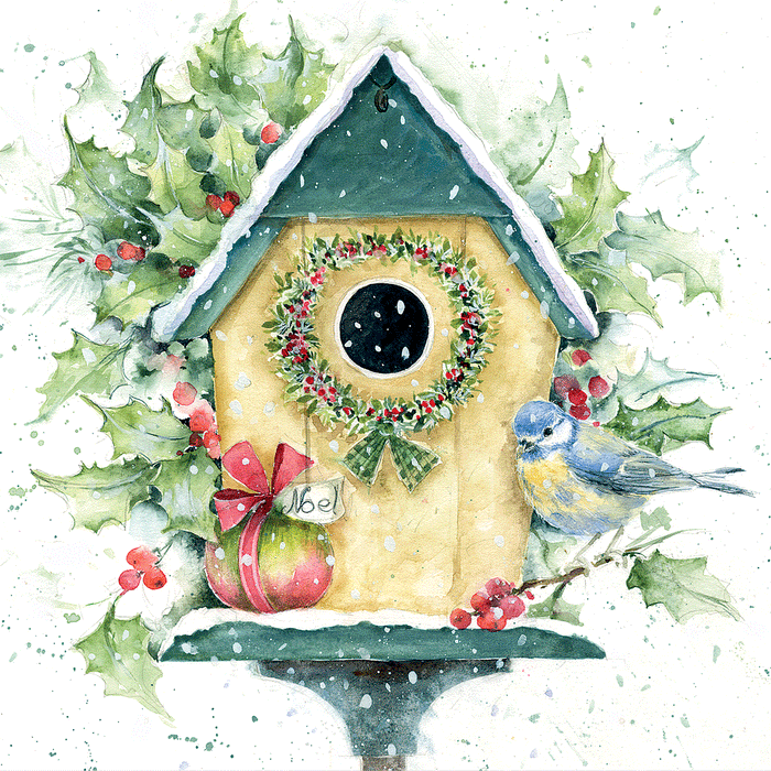 Gestanztes Decoupage – Weihnachtsvogelhaus (3er-Pack)