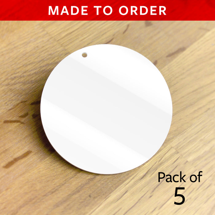 100-mm-Kreisscheibenrohlinge aus Acryl – 3 mm glänzend weiß, 5er-Pack