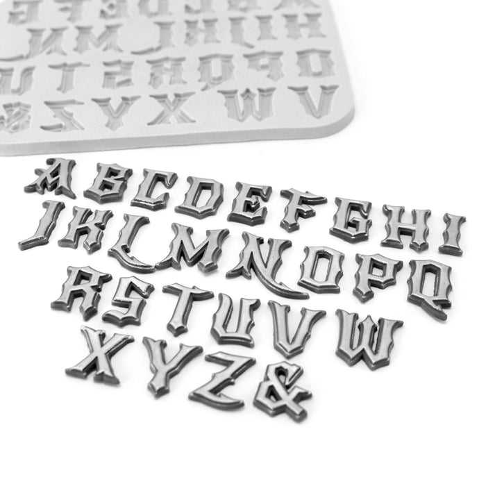 Gothic-Schriftart-Großbuchstaben-Alphabet-Silikonform