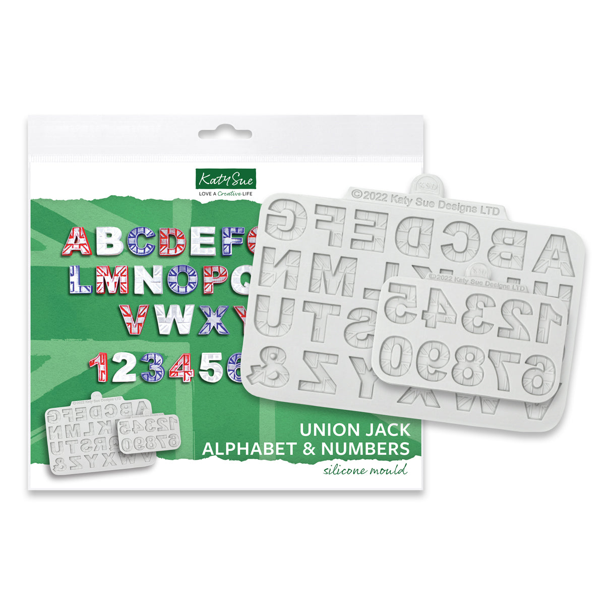 Union Jack Alphabet and Numbers Silicone Moulds, set of 2