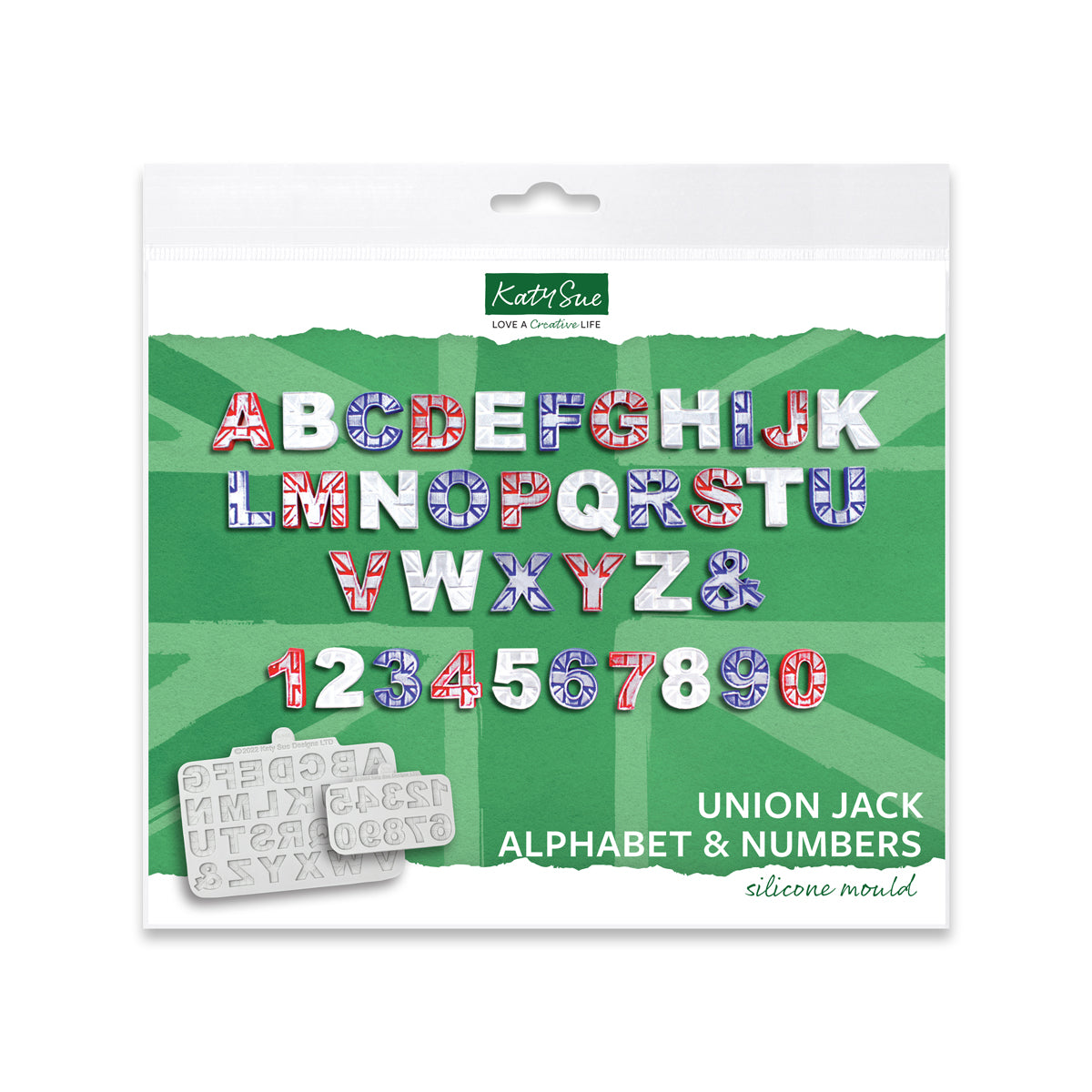 Union Jack Alphabet and Numbers Silicone Moulds, set of 2
