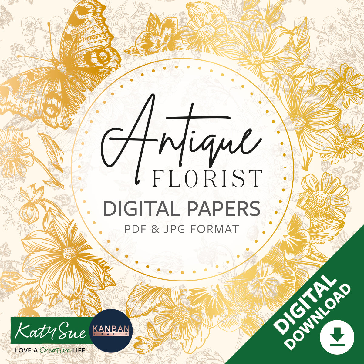 Antique Florist Digital Papers Collection