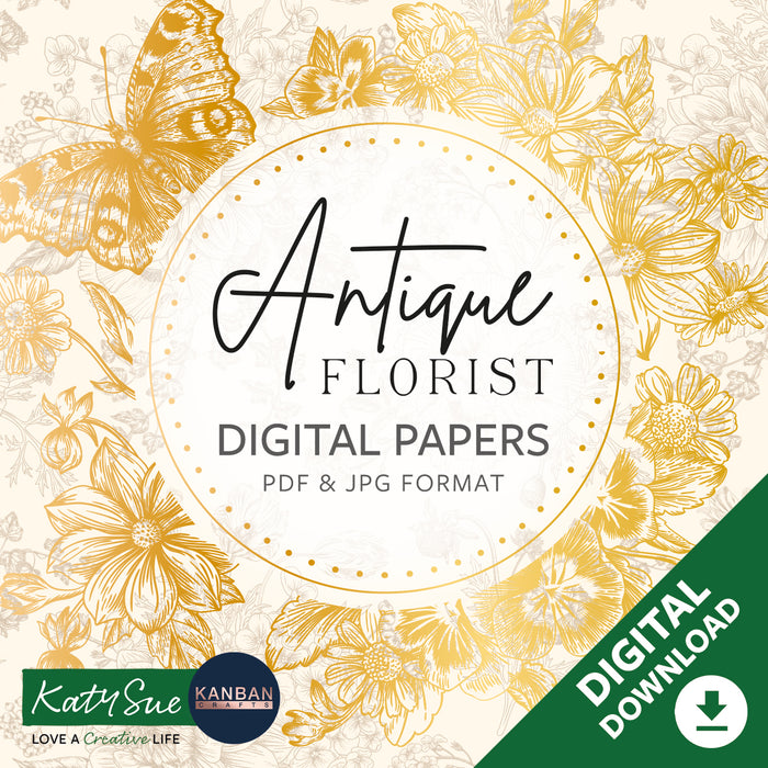 Sammlung antiker digitaler Floristenpapiere