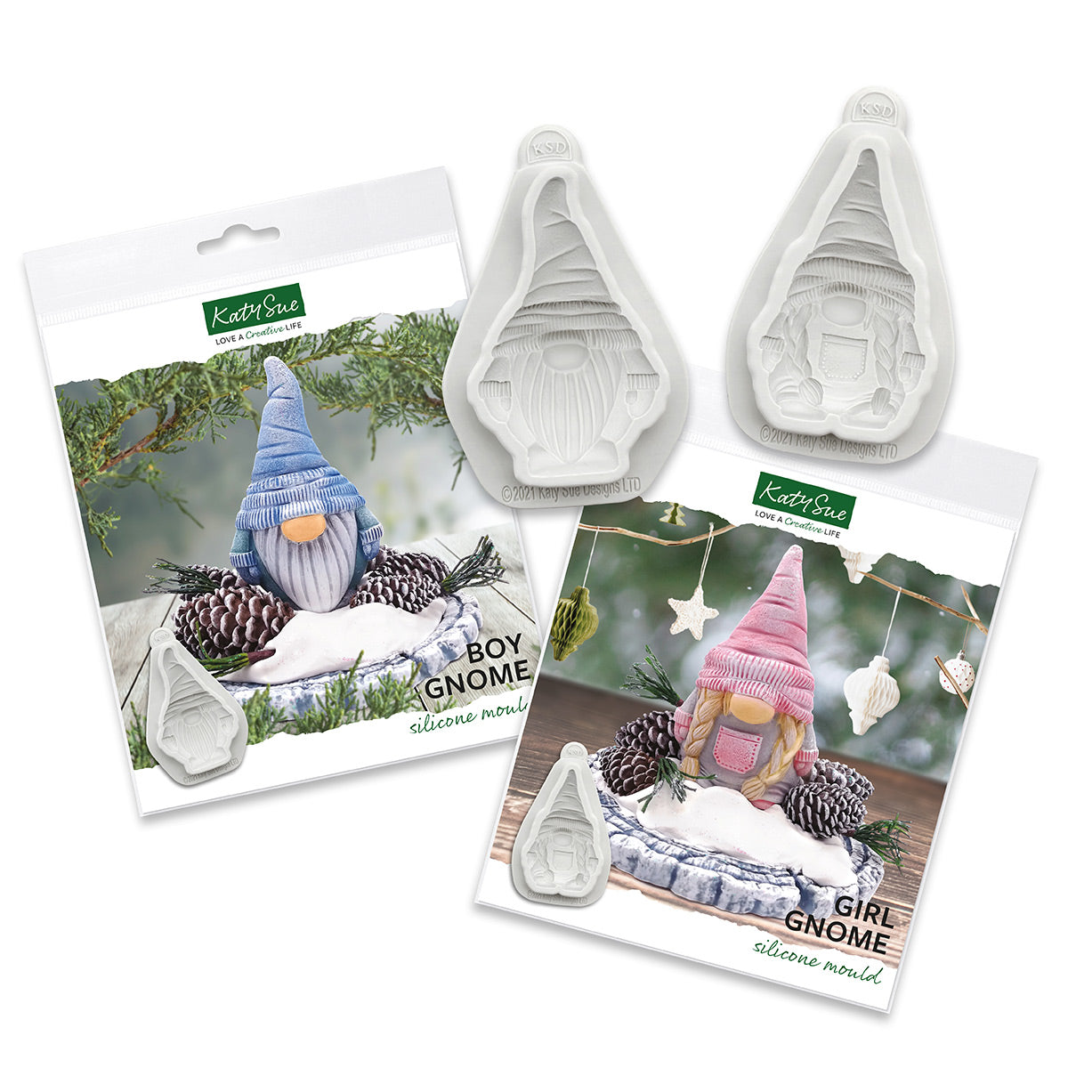 Boy & Girl Gnomes Silicone Moulds, set of 2 Bundle