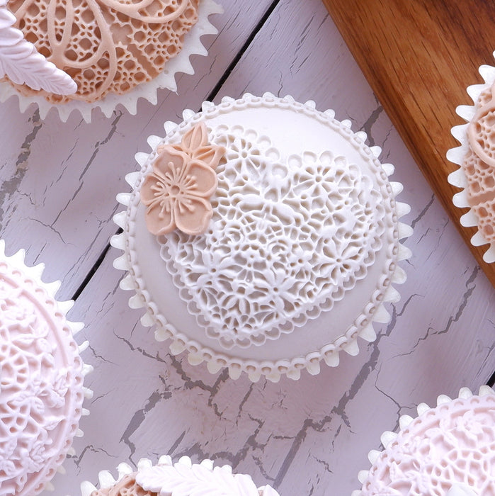 Lace Heart Cupcake Silicone Mould