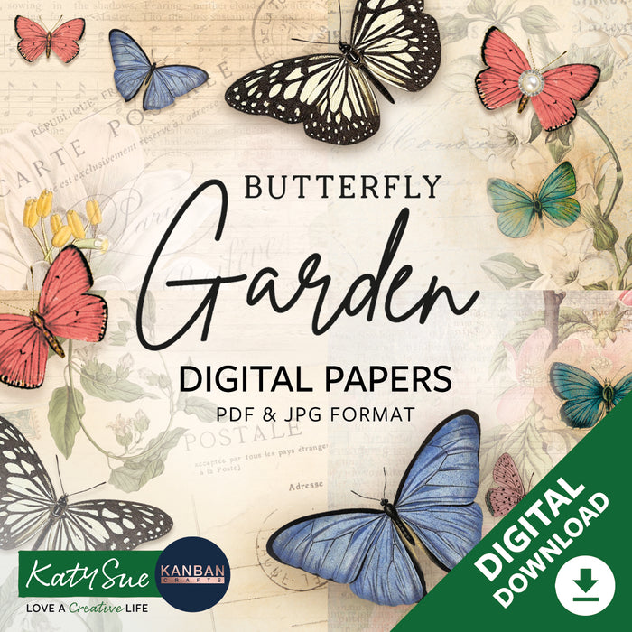 Digitale Papiersammlung „Butterfly Garden“.