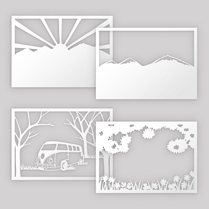 Campervan Layered Scene Paper Cutting Digital Template