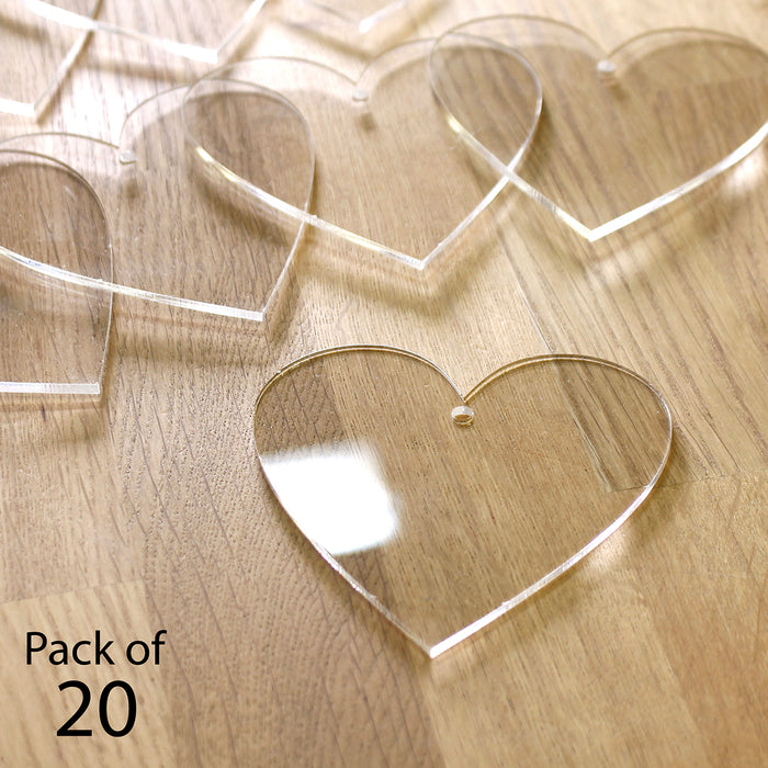 Katy Sue 2mm Clear Acrylic Hanging Hearts - Pack of 20