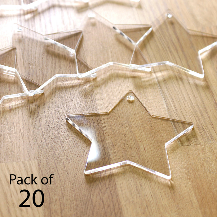 Katy Sue 2mm Clear Acrylic Hanging Stars - Pack of 20