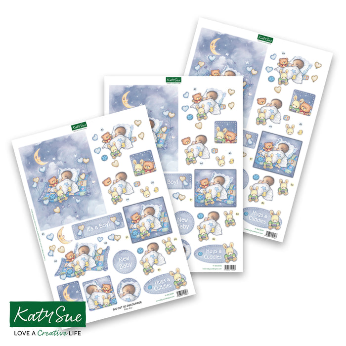 Die Cut Decoupage – Baby Boy with Moon (pack of 3)
