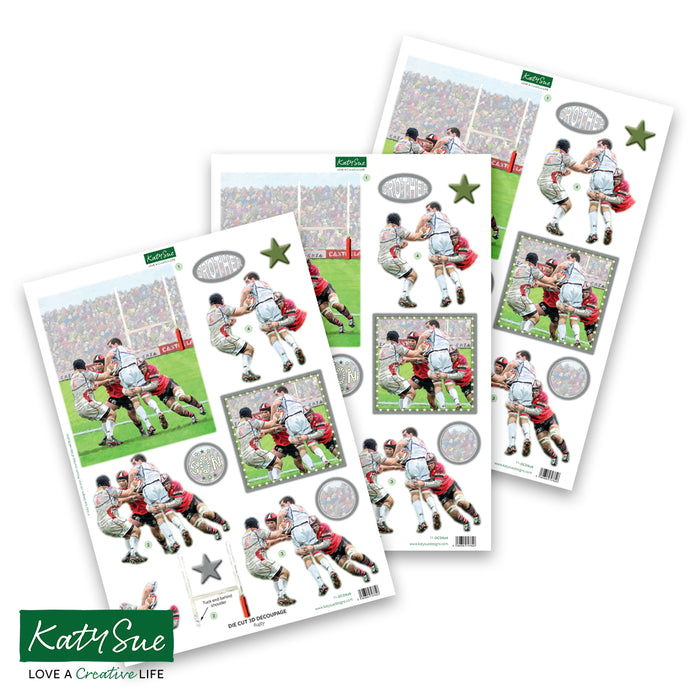 Gestanztes Decoupage – Rugby (3er-Pack)