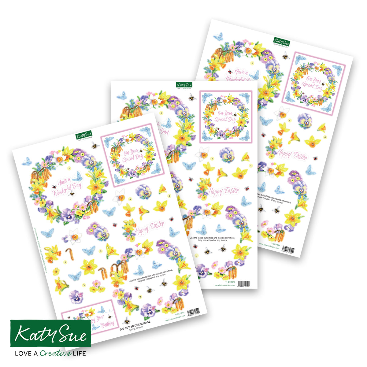 Die Cut Decoupage – Spring Wreath (pack of 3)