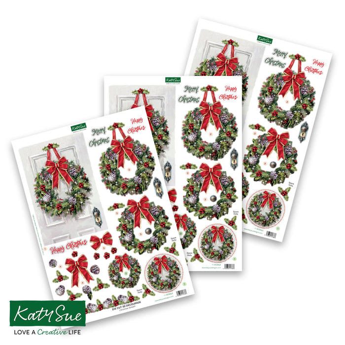 Die Cut Decoupage – Christmas Wreath (pack of 3)