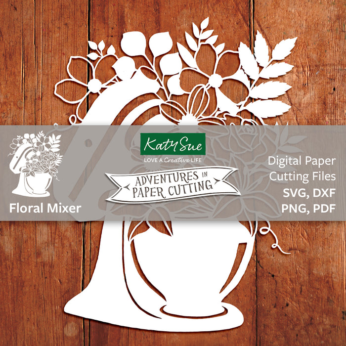 Digitale Vorlage zum Papierschneiden mit Blumenmischer