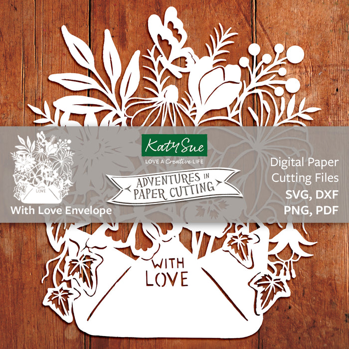 Mit Liebe Umschlag Papier schneiden digitale Vorlage