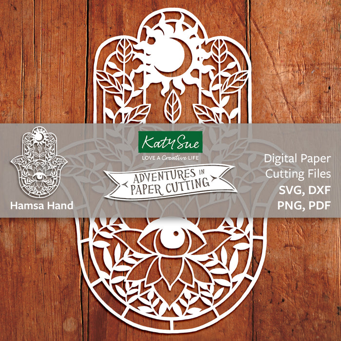 Digitale Vorlage zum Schneiden von Hamsa-Handpapier
