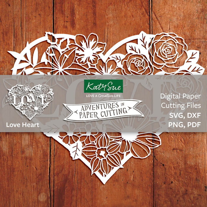 Love Heart Paper Cutting Digital Template