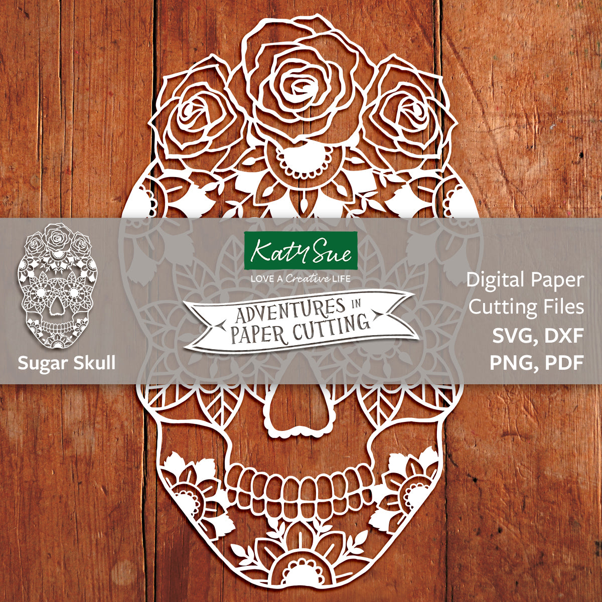 Sugar Skull Paper Cutting Digital Template