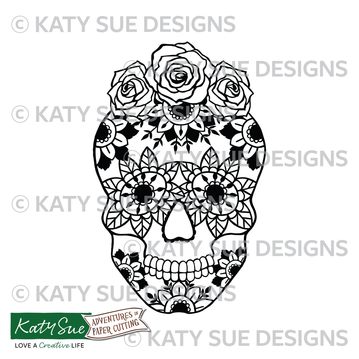 Sugar Skull Paper Cutting Digital Template