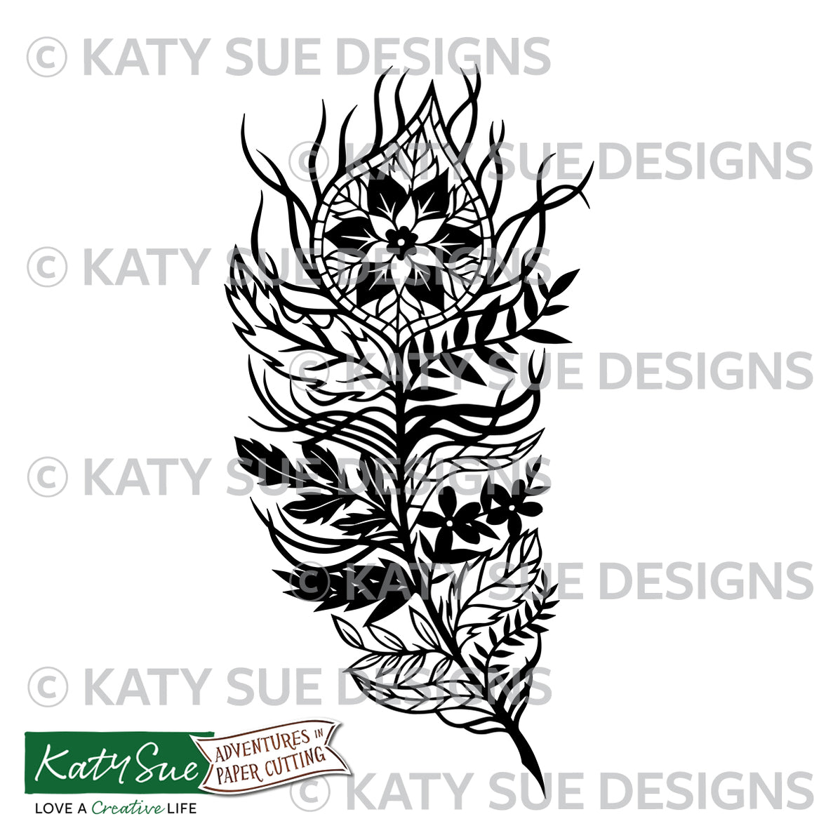 Fine Feather Paper Cutting Digital Template — Katy Sue Designs