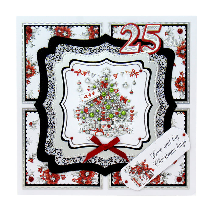 Kanban Crafts Graustufen-Weihnachts-Designer-Premium-Papierpaket im Format 8x8