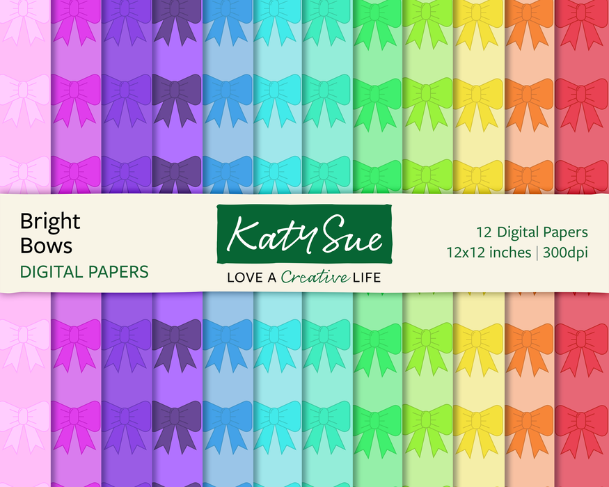 Bright Bows | 12x12 Digital Papers