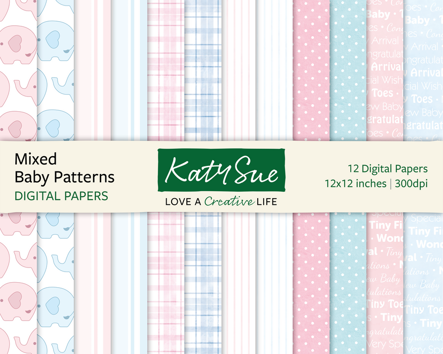 Mixed Baby Patterns | 12x12 Digital Papers