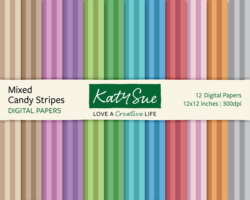 Mixed Candy Stripes | 12x12 Digital Papers