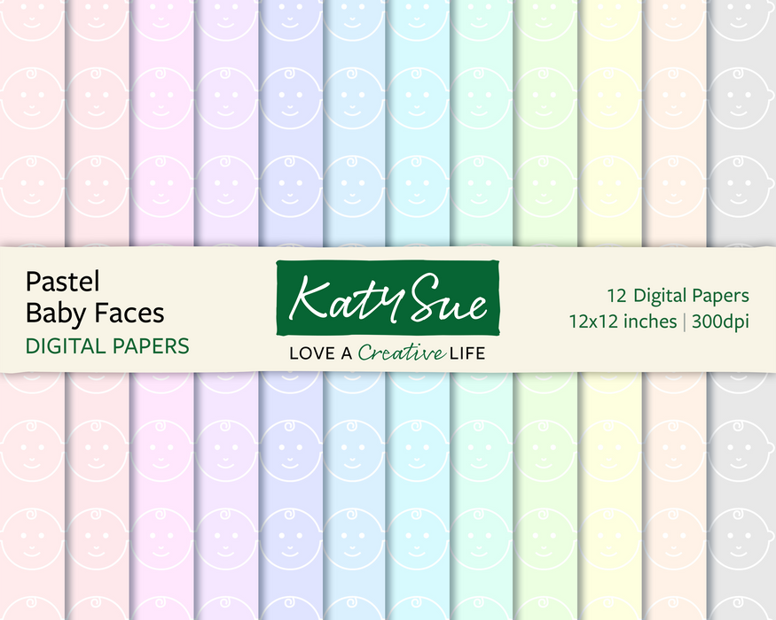 Pastel Baby Faces | 12x12 Digital Papers