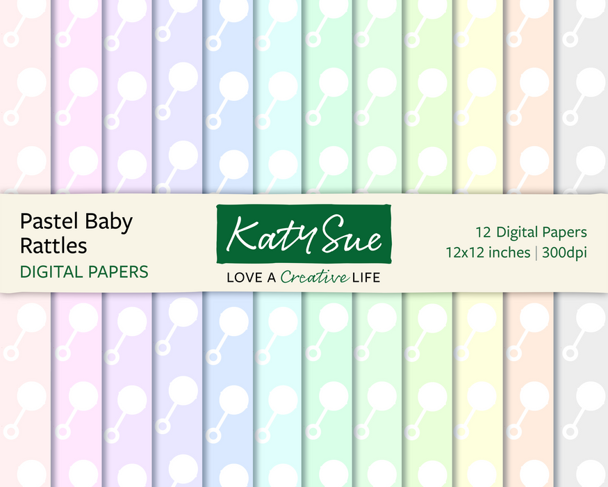 Pastel Baby Rattles | 12x12 Digital Papers