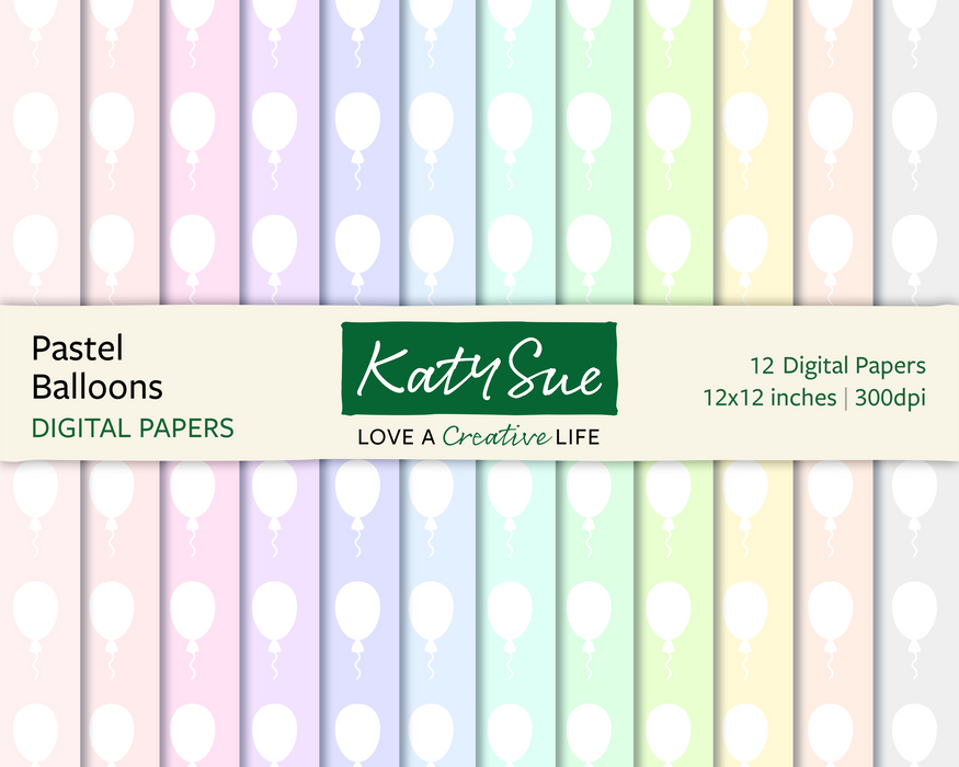 Pastel Balloons | 12x12 Digital Papers